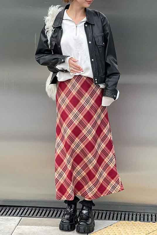 Street Checkered Maxi Skirt