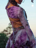 Abstract Print Halter Backless Dress -- YKIIY  CLOTHING
