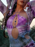 Abstract Print Halter Backless Dress -- YKIIY  CLOTHING