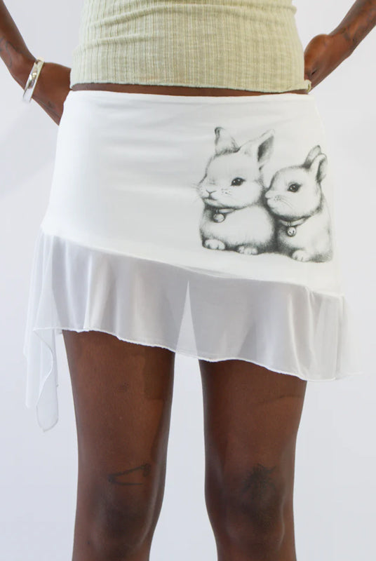 Animal Printed Asymmetric Hem Skirt