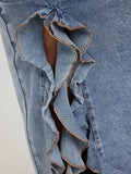 Boat Neck Flounce Slit Two Piece Set -- YKIIY  CLOTHING