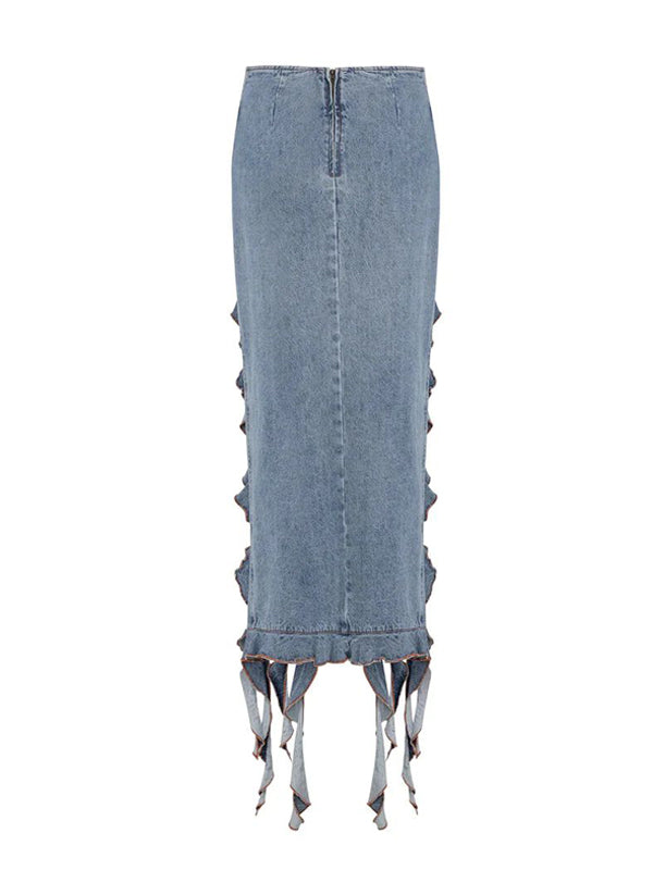 Boat Neck Flounce Slit Two Piece Set -- YKIIY  CLOTHING
