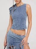 Boat Neck Flounce Slit Two Piece Set -- YKIIY  CLOTHING
