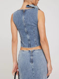Boat Neck Flounce Slit Two Piece Set -- YKIIY  CLOTHING
