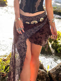 Bohemian Patchwork Asymmetric Hem Skirt -- YKIIY  CLOTHING