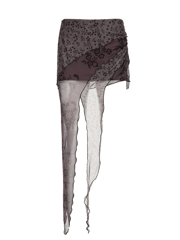 Bohemian Patchwork Asymmetric Hem Skirt -- YKIIY  CLOTHING