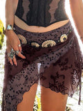Bohemian Patchwork Asymmetric Hem Skirt -- YKIIY  CLOTHING