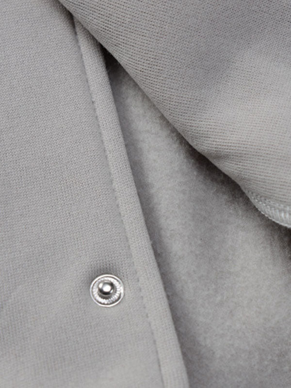 Button High Neck Rib Knit Cuffs Jacket -- YKIIY  CLOTHING