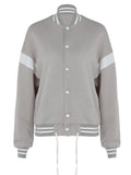 Button High Neck Rib Knit Cuffs Jacket -- YKIIY  CLOTHING