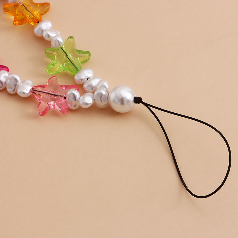 Colorful Beaded Starfish Faux Pearl Phone Chain -- YKIIY  CLOTHING