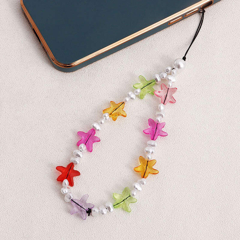 Colorful Beaded Starfish Faux Pearl Phone Chain -- YKIIY  CLOTHING