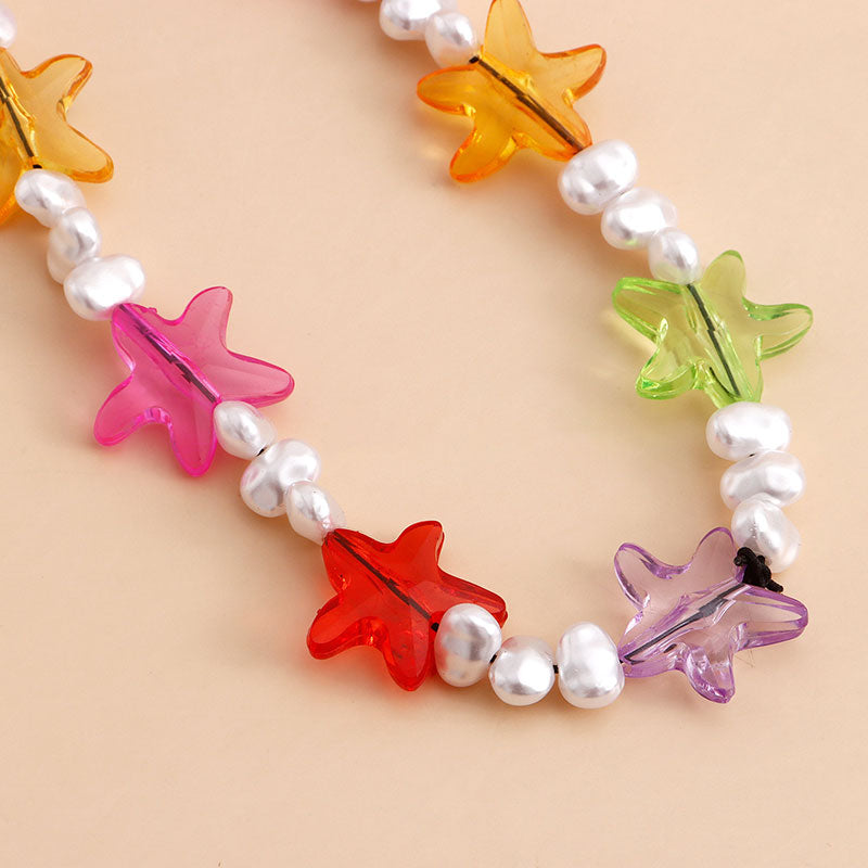 Colorful Beaded Starfish Faux Pearl Phone Chain -- YKIIY  CLOTHING