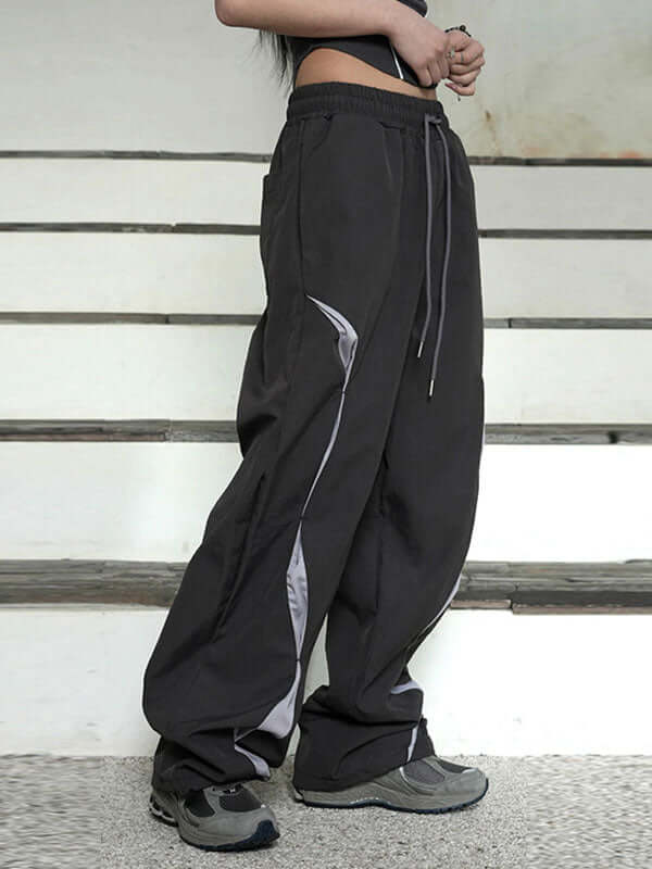 Cool Elastic Waist Color Block Cozy Pants -- YKIIY  CLOTHING