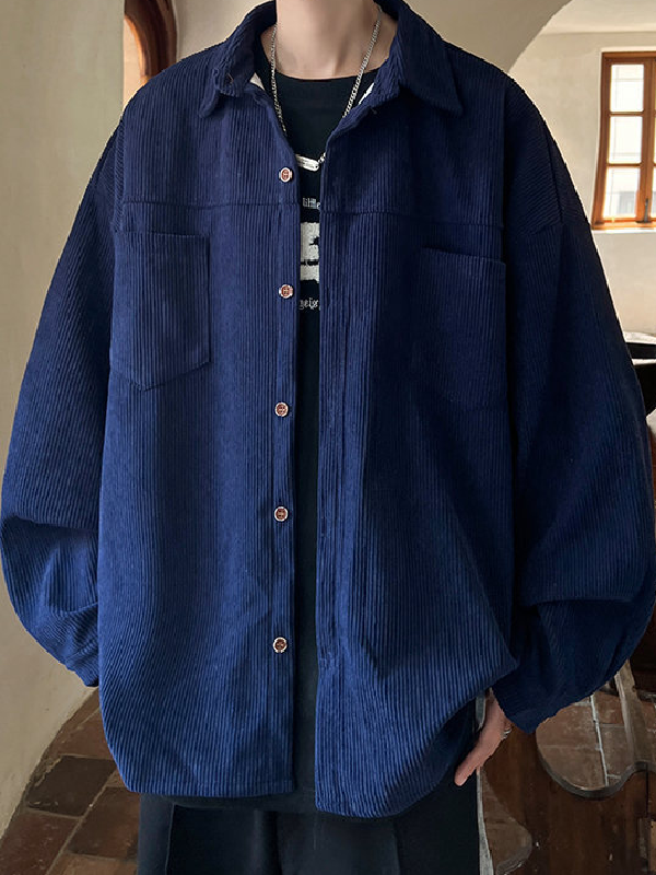 Corduroy Vintage Long Sleeve Shirt Casual Jacket -- YKIIY  CLOTHING