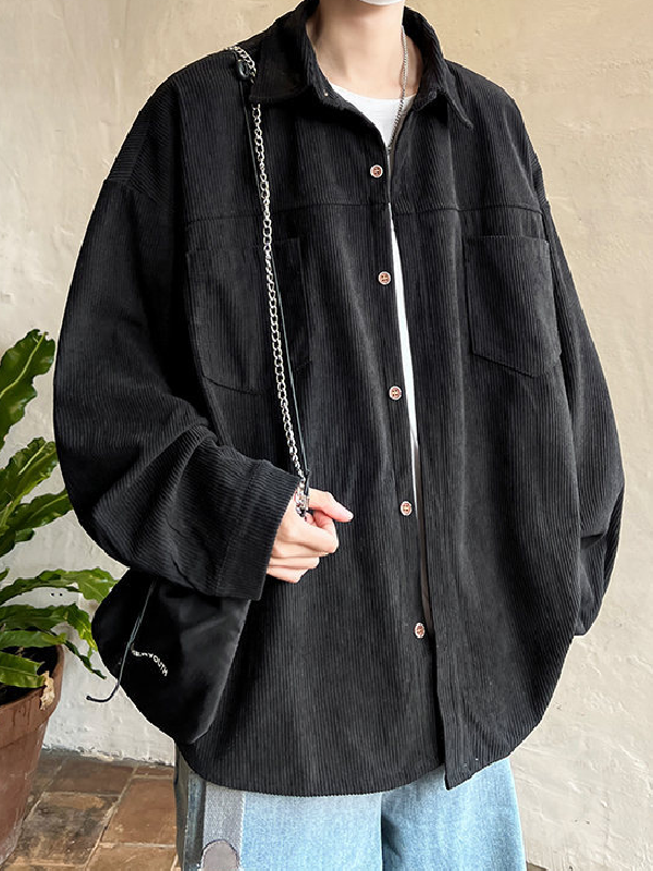 Corduroy Vintage Long Sleeve Shirt Casual Jacket -- YKIIY  CLOTHING