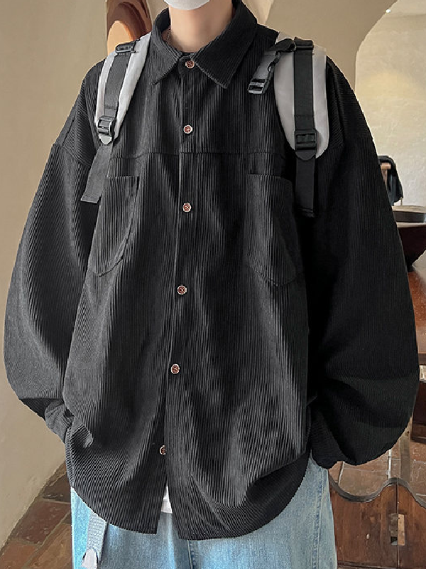 Corduroy Vintage Long Sleeve Shirt Casual Jacket -- YKIIY  CLOTHING