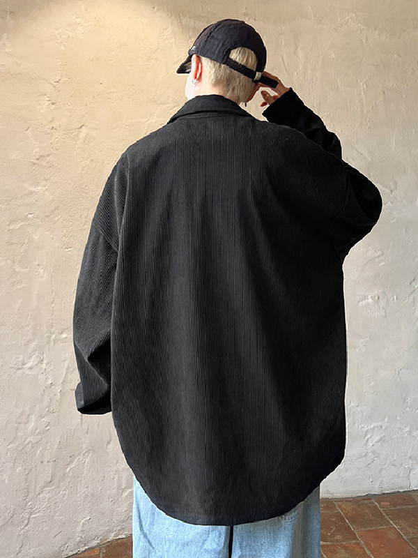 Corduroy Vintage Long Sleeve Shirt Casual Jacket -- YKIIY  CLOTHING
