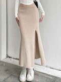 Cozy Side Slit Elastic Waist Mermaid Skirt -- YKIIY  CLOTHING
