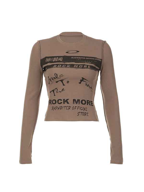 Crew Neck Letter Printed T-Shirt -- YKIIY  CLOTHING