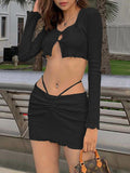 Exposed Navel Round Neck Two Piece Set -- YKIIY  CLOTHING