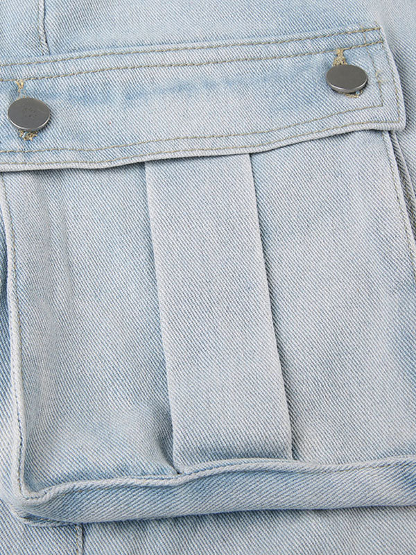 Fashion Straight Patch Pocket Cargo Vintage Jeans -- YKIIY  CLOTHING