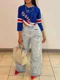 Fashion Straight Patch Pocket Cargo Vintage Jeans -- YKIIY  CLOTHING