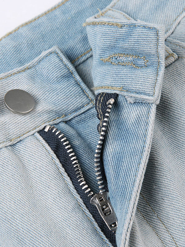Fashion Straight Patch Pocket Cargo Vintage Jeans -- YKIIY  CLOTHING