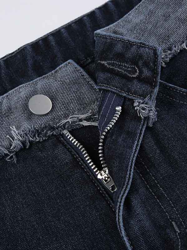 Frayed Trim Wash Gradient Jeans -- YKIIY  CLOTHING