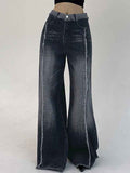 Frayed Trim Wash Gradient Jeans -- YKIIY  CLOTHING