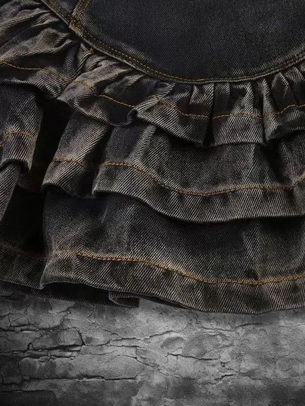 Gradient Cascading Ruffles Zipper Skirt -- YKIIY  CLOTHING