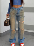 Gradient Light Wash Broken Holes Jeans -- YKIIY  CLOTHING