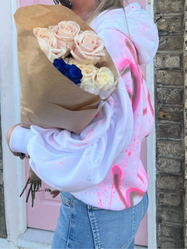 Graffiti Hooded Collar Color Block Top -- YKIIY  CLOTHING