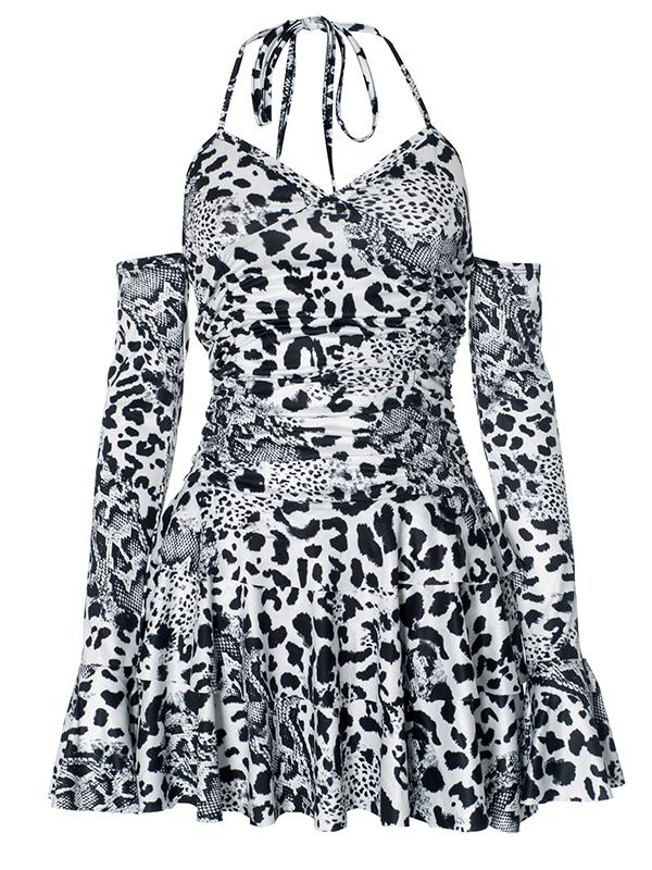 Halter Strappy Backless Mini Dress -- YKIIY  CLOTHING