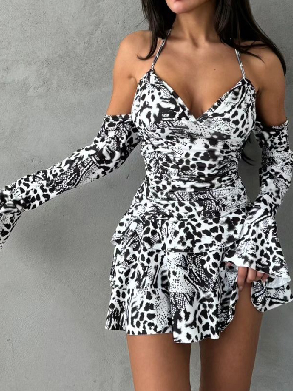 Halter Strappy Backless Mini Dress -- YKIIY  CLOTHING