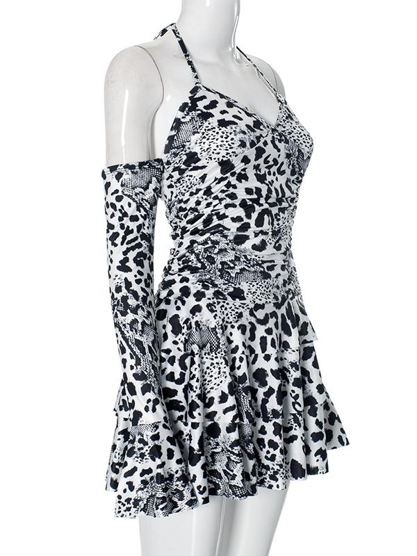 Halter Strappy Backless Mini Dress -- YKIIY  CLOTHING
