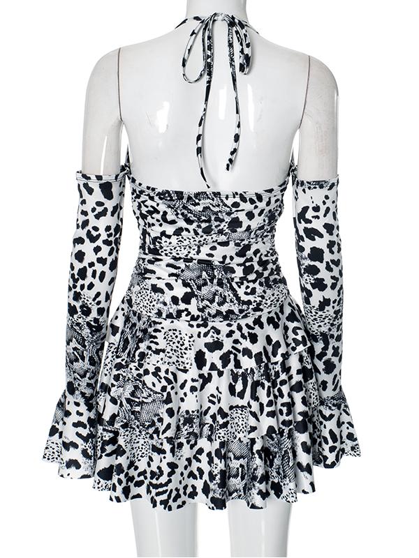 Halter Strappy Backless Mini Dress -- YKIIY  CLOTHING