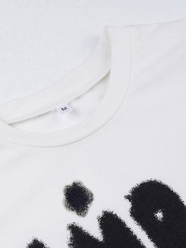 Letter Print Color Block Crop Top -- YKIIY  CLOTHING