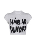 Letter Print Color Block Crop Top -- YKIIY  CLOTHING