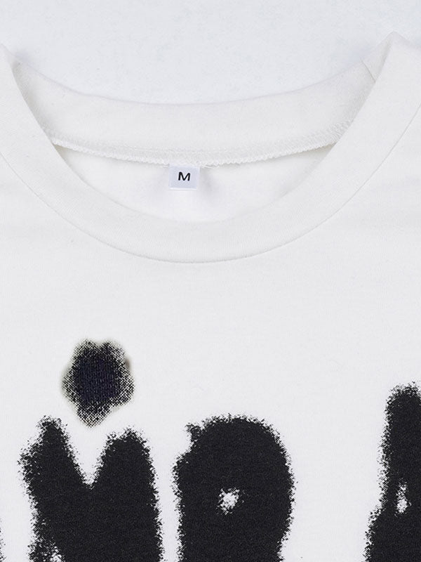 Letter Print Color Block Crop Top -- YKIIY  CLOTHING