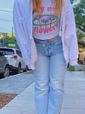Letters Floral Printed Round Neck T-Shirt -- YKIIY  CLOTHING