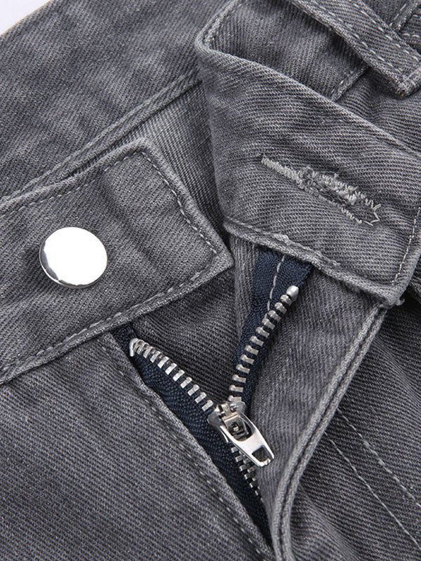 Low-Rise Star Print Oversized Pocket Straight Cargo Jeans -- YKIIY  CLOTHING