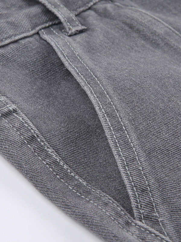 Low-Rise Star Print Oversized Pocket Straight Cargo Jeans -- YKIIY  CLOTHING