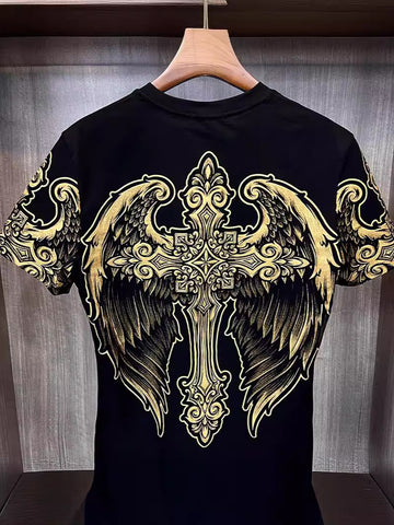 Men's Gold-stamped All-match Round-neck T-shirt
