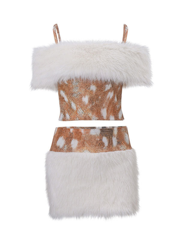 Patchwork Exposed Navel Two Piece Set -- YKIIY  CLOTHING