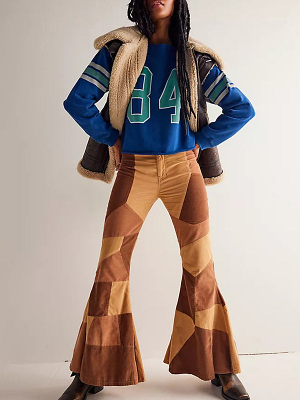 Patchwork Flared Color Block Pants -- YKIIY  CLOTHING