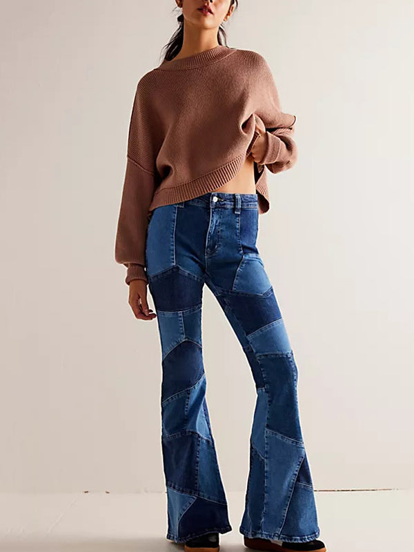 Patchwork Flared Color Block Pants -- YKIIY  CLOTHING