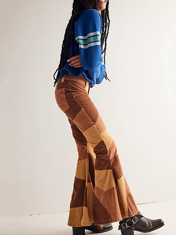 Patchwork Flared Color Block Pants -- YKIIY  CLOTHING