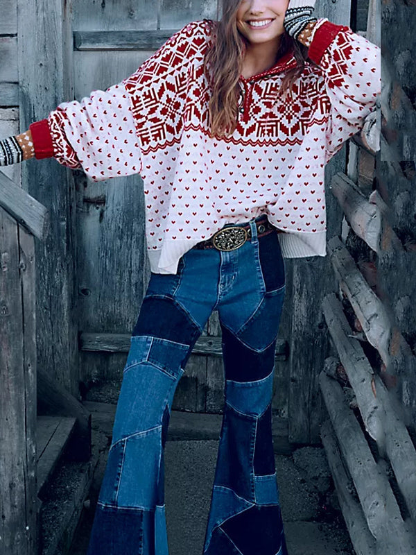 Patchwork Flared Color Block Pants -- YKIIY  CLOTHING