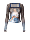 Patchwork Mesh Square Neck T-Shirt -- YKIIY  CLOTHING
