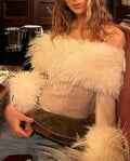 Patchwork Off Shoulder Mesh T-Shirt -- YKIIY  CLOTHING